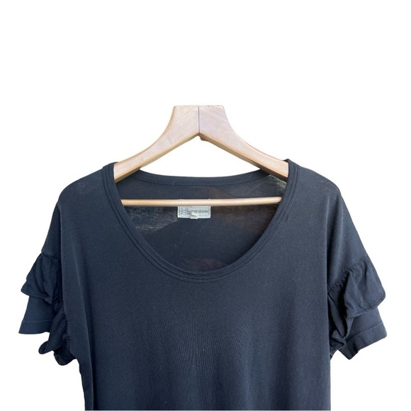 Current Elliott Ruffle Roadie Washed Black Oversized T-Shirt Dress, Size 0, XS - Picture 2 of 8